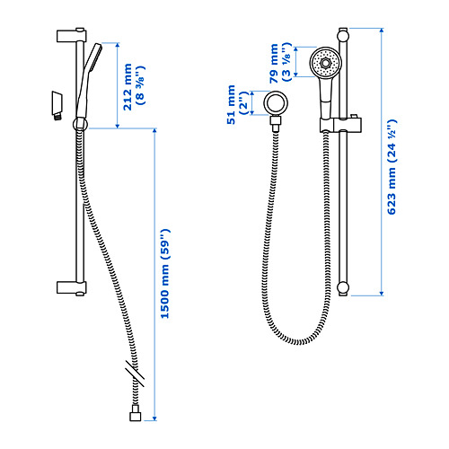 VALLAMOSSE, riser rail with hand shower/outlet. 7 of 7 open dialog