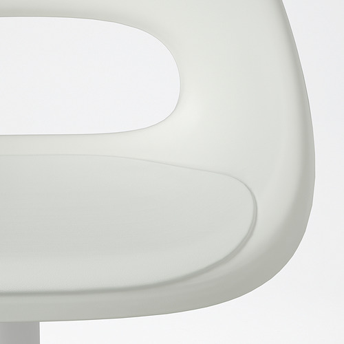 Silla de oficina blanca de cerca, diseño elegante y moderno, superficie lisa y líneas limpias.