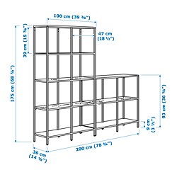 Ilustración de medidas - VITTSJÖ combinación de estanterías