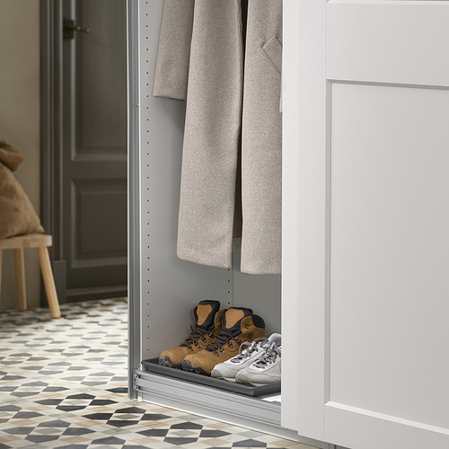 Alfombrilla para zapatos debajo del perchero, almacena dos pares de zapatos, protege el piso de la suciedad, se adapta a espacios estrechos.