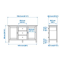 Ilustración de medidas - HEMNES aparador
