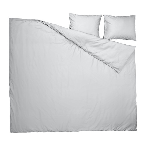 Ropa de cama PILTANDVINGE, gris, poliéster reciclado y viscosa, cuadrada, cierre de sobre.