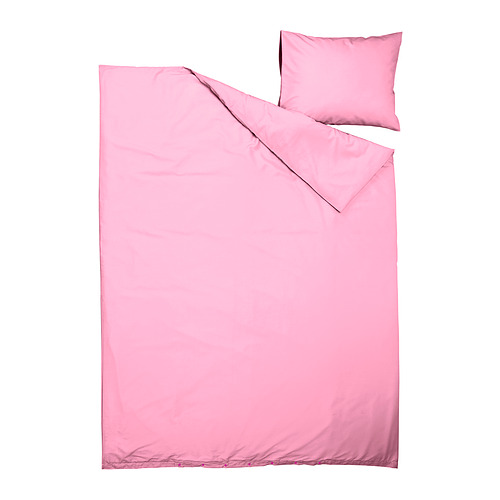 Juego de edredón y almohada rosa brillante, diseño moderno, tejido liso.