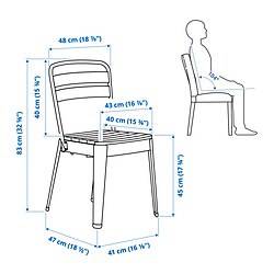 Ilustración de medidas - NORRMANSÖ Silla de interior/exterior