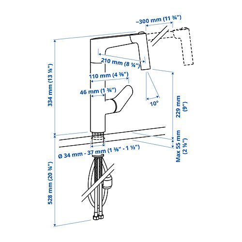 MAJSJÖN, pull out kitchen faucet with spray. 6 of 6 open dialog