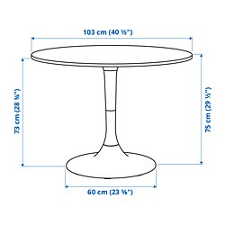 Measurement Illustration - DOCKSTA/GRÖNSTA table and 4 armchairs