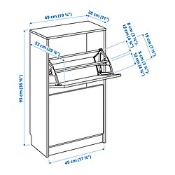 Measurement Illustration - BISSA shoe cabinet with 2 compartments