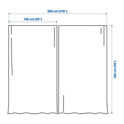Measurement Illustration - SANELA curtains, 1 pair