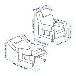 Ilustración de medidas - MUREN sillón relax reclinable