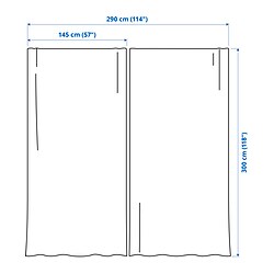 Ilustración de medidas - STENFRÖ cortinas visillo, 1 par