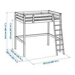 Ilustración de medidas - STORÅ cama alta
