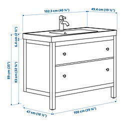 Ilustración de medidas - HEMNES/ORRSJÖN mueble de lavabo con cajones/lavabo