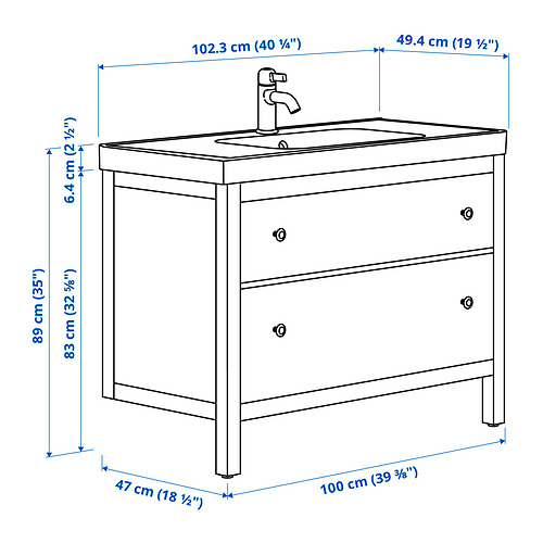 HEMNES / ORRSJÖN, mueble de lavabo con cajones/lavabo. 6 de 6 abrir diálogo