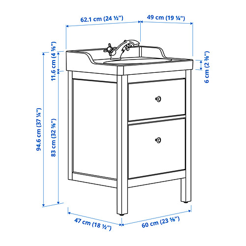 HEMNES / RUTSJÖN, bathroom vanity w/ drawers and sink. 5 of 5 open dialog