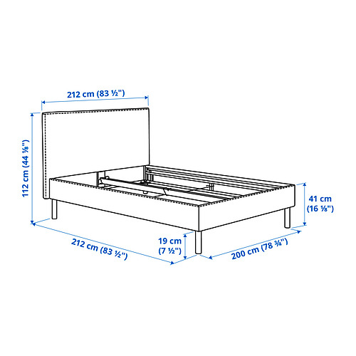 Measurement Illustration - TÄRNKULLEN cover for bed frame