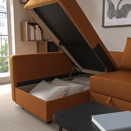 FRIHETEN, Sofá cama 3 plazas con chaiselongue. 5 de 9 abrir diálogo