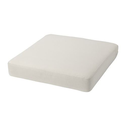Un cojín de exterior cuadrado de color beige con cremallera y tejido texturizado, diseñado por ikea.