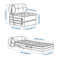 Ilustración de medidas - VÅRKUMLA sillón cama