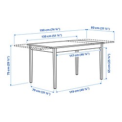 Ilustración de medidas - NÄSINGE mesa de comedor extensible