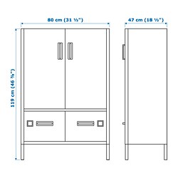 Measurement Illustration - IDÅSEN cabinet with doors and drawers