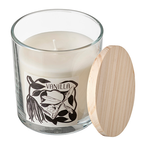LOTSFÅGEL, scented candle in glass with lid. 1 of 8 open dialog