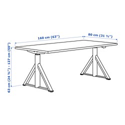 Ilustración de medidas - IDÅSEN escritorio elevable