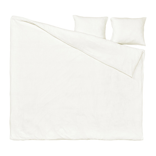 Juego de cama blanco SCHERSMIN, algodón orgánico suave, 3 piezas, diseño sencillo.