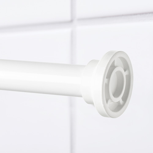 Primer plano del mecanismo de barra de ducha con resorte blanco, diseño elegante y moderno.