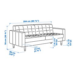 Ilustración de medidas - LANDSKRONA sofá 3 plazas