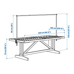 Ilustración de medidas - NORRMANSÖ/HELGEÖ mesa de exterior con barra decorativa