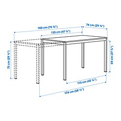 Measurement Illustration - VIHALS extendable dining table