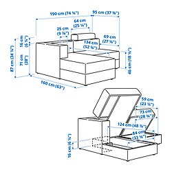 Measurement Illustration - JÄTTEBO 2.5-seat modular sofa
