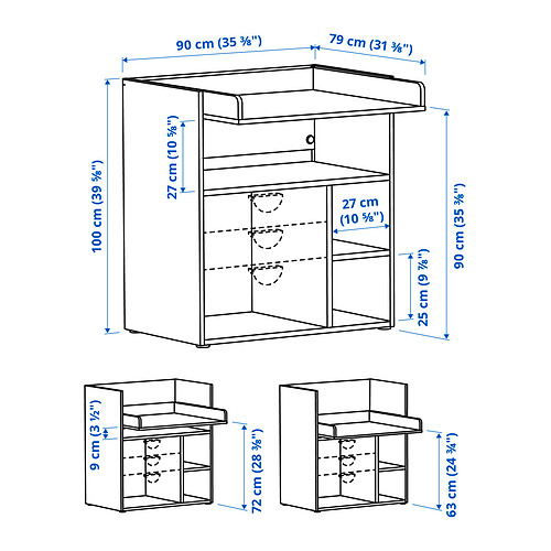 Illustration with measurements for the product: SMÅSTAD.