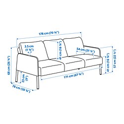 Ilustración de medidas - GLOSTAD sofá 3 plazas con chaiselongue