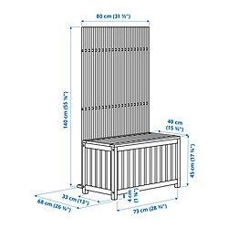 Measurement Illustration - NÄMMARÖ storage box and privacy screen, outdoor