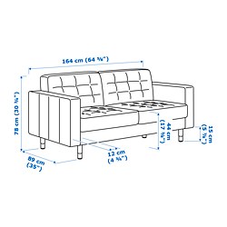 Ilustración de medidas - LANDSKRONA sofá 2 plazas
