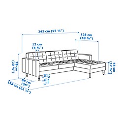 Ilustración de medidas - LANDSKRONA sofá 3 plazas chaiselongue