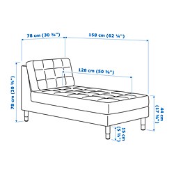 Ilustración de medidas - LANDSKRONA chaiselongue, módulo adicional