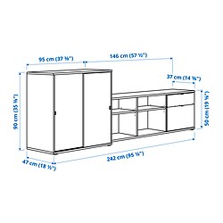 Ilustración de medidas - VIHALS mueble TV con almacenaje