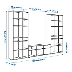 Ilustración de medidas - VIHALS mueble TV con almacenaje