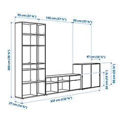 Measurement Illustration - VIHALS TV bench with storage 