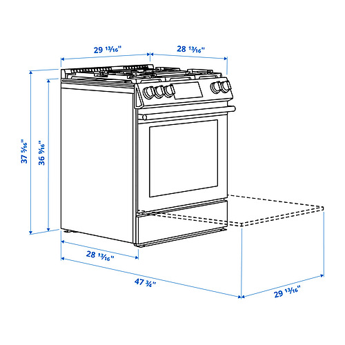 SNESSLINGE, range with gas cooktop. 3 of 3 open dialog