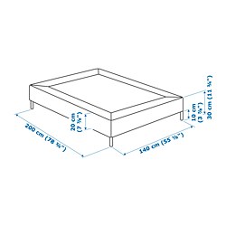 Ilustración de medidas - LYNGÖR base de colchón