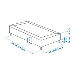 Ilustración de medidas - LYNGÖR base de colchón