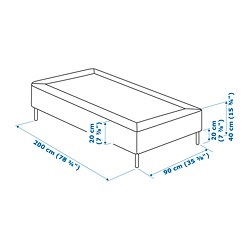 Ilustración de medidas - LYNGÖR base de colchón de láminas
