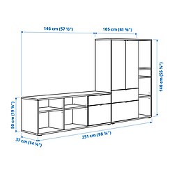Ilustración de medidas - VIHALS mueble TV con almacenaje