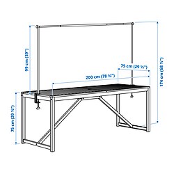 Measurement Illustration - NÄMMARÖ/HELGEÖ outdoor table with decorating rod