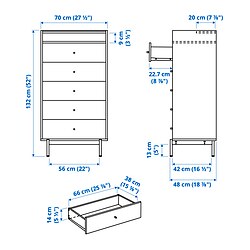 Measurement Illustration - RÅDMANSÖ 5-drawer chest