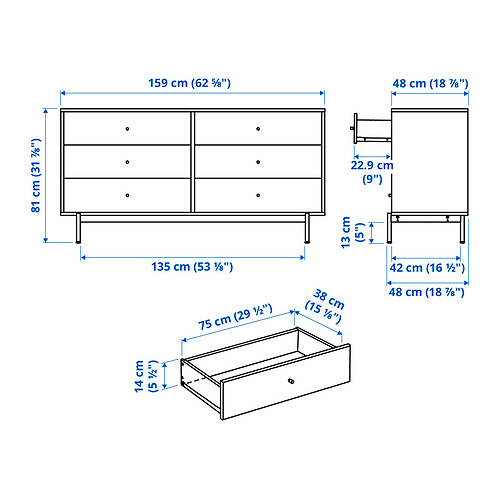 RÅDMANSÖ, 6-drawer dresser. 5 of 5 open dialog