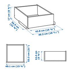 Ilustración de medidas - KOMPLEMENT cajón con frente vidrio